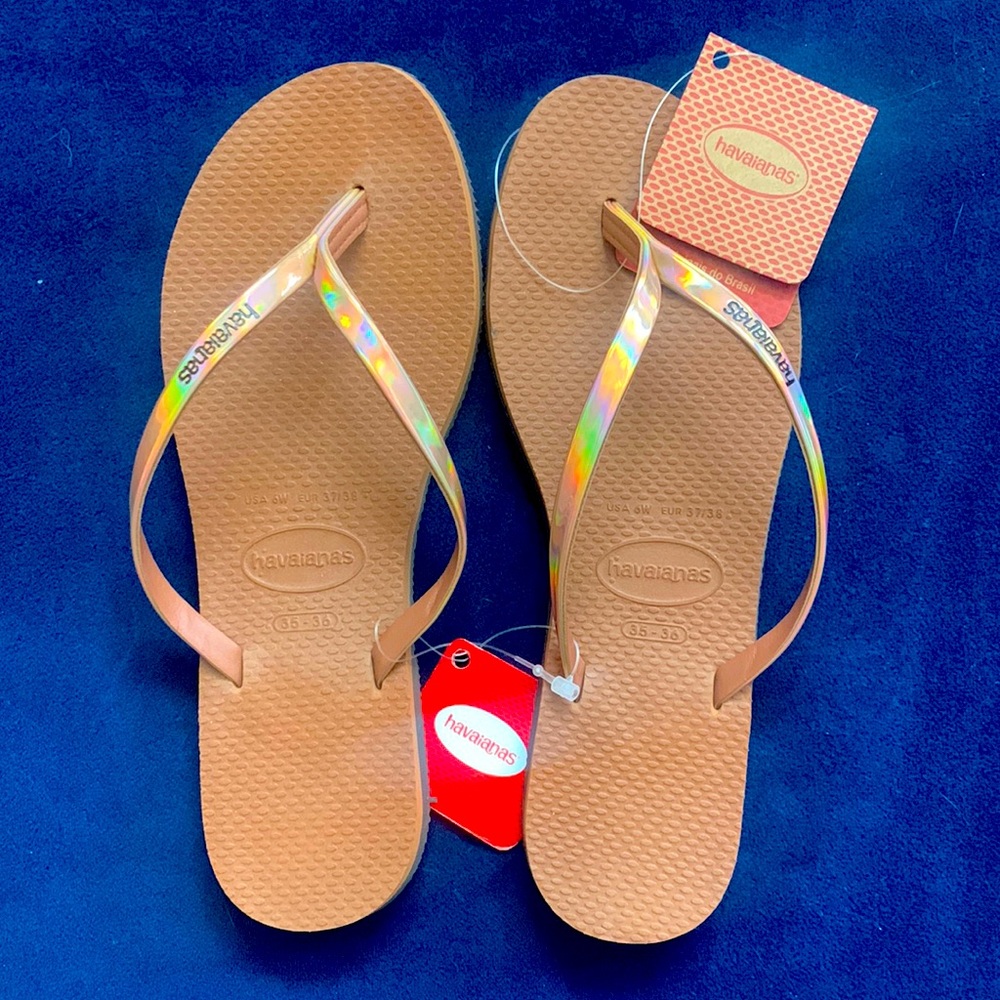 Havaianas.  Brand new (size US-6, EUR 37/38) beautiful iridescent copper color.